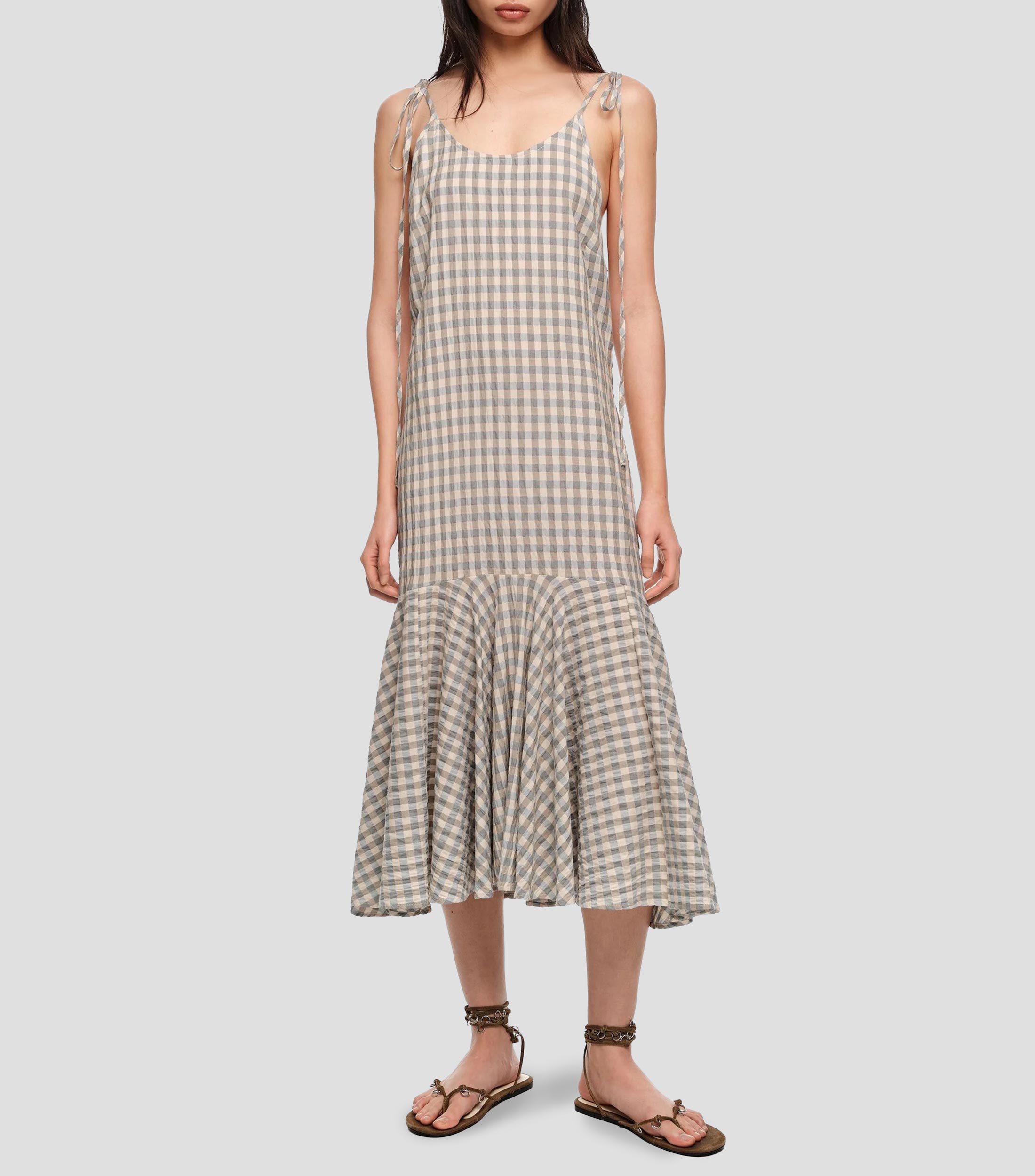 Vestido Midi de cuadros Mujer